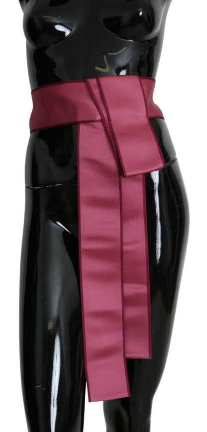  - Elegant Pink Silk Wide Waist Belt