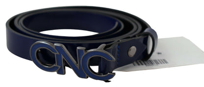  - Sleek Dark Blue Leather Fashion Belt