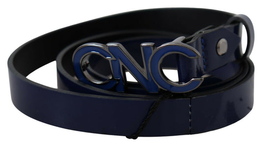  - Sleek Dark Blue Leather Fashion Belt