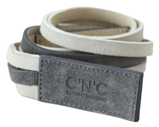  - Chic White Leather Logo Belt