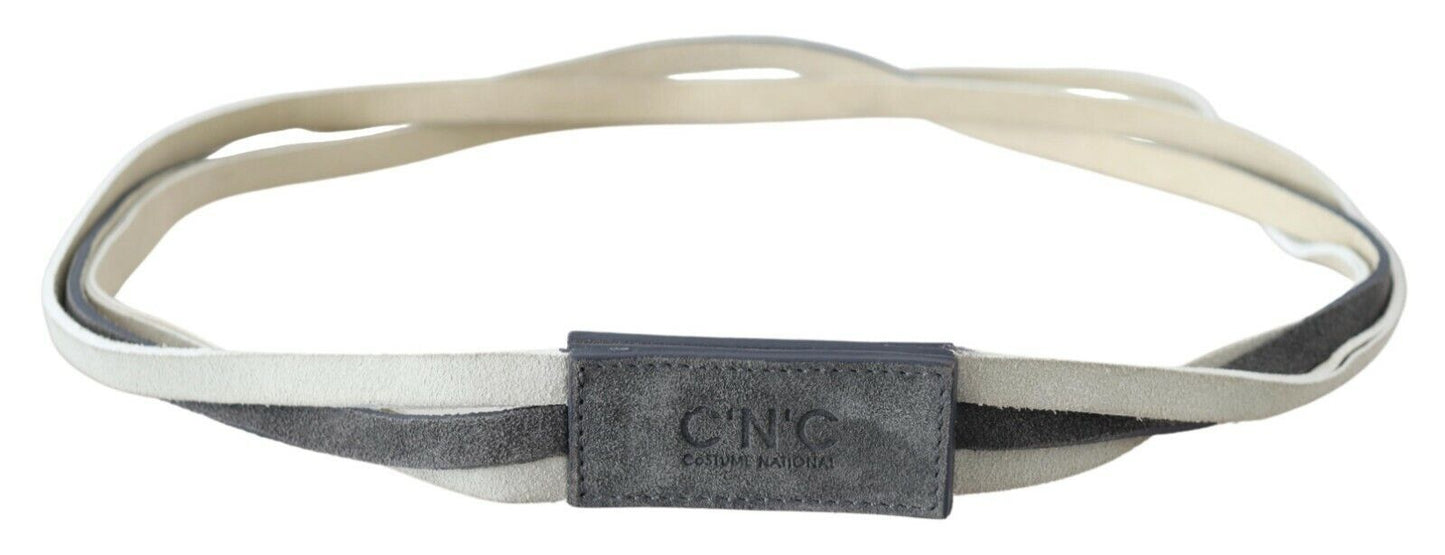  - Chic White Leather Logo Belt