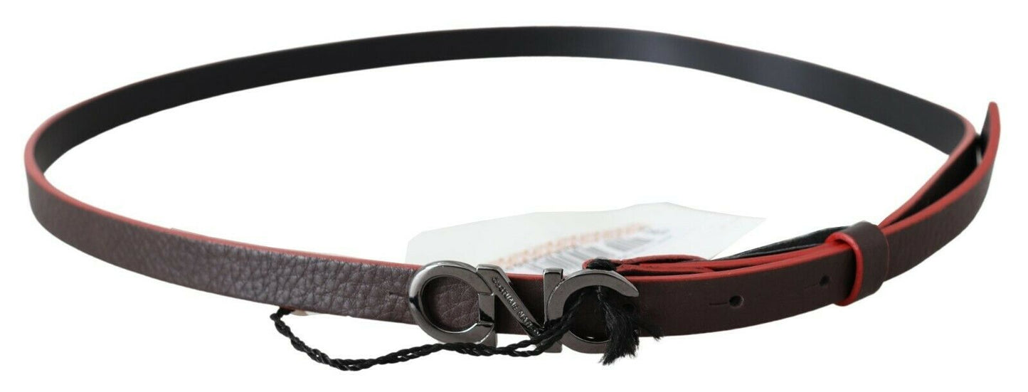  - Maroon & Black Italian Leather Fashion Belt