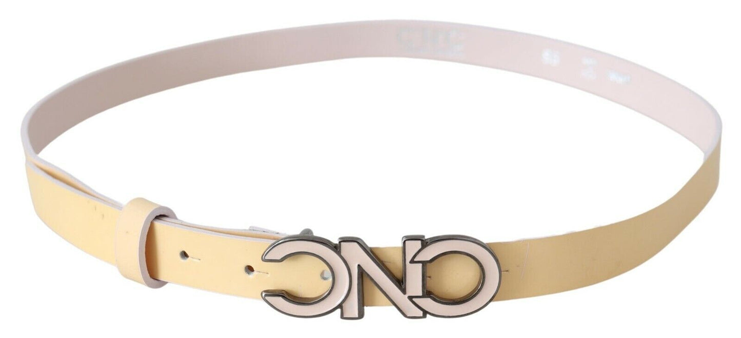  - Chic Beige Logo Leather Belt