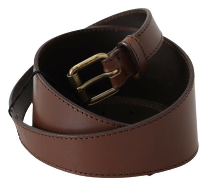  - Chic Brown Leather Fashion Belt with Bronze-Tone Hardware