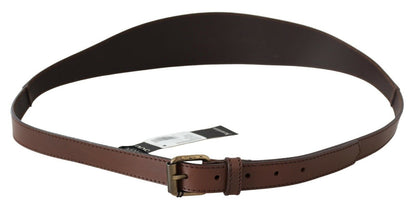  - Chic Brown Leather Fashion Belt with Bronze-Tone Hardware