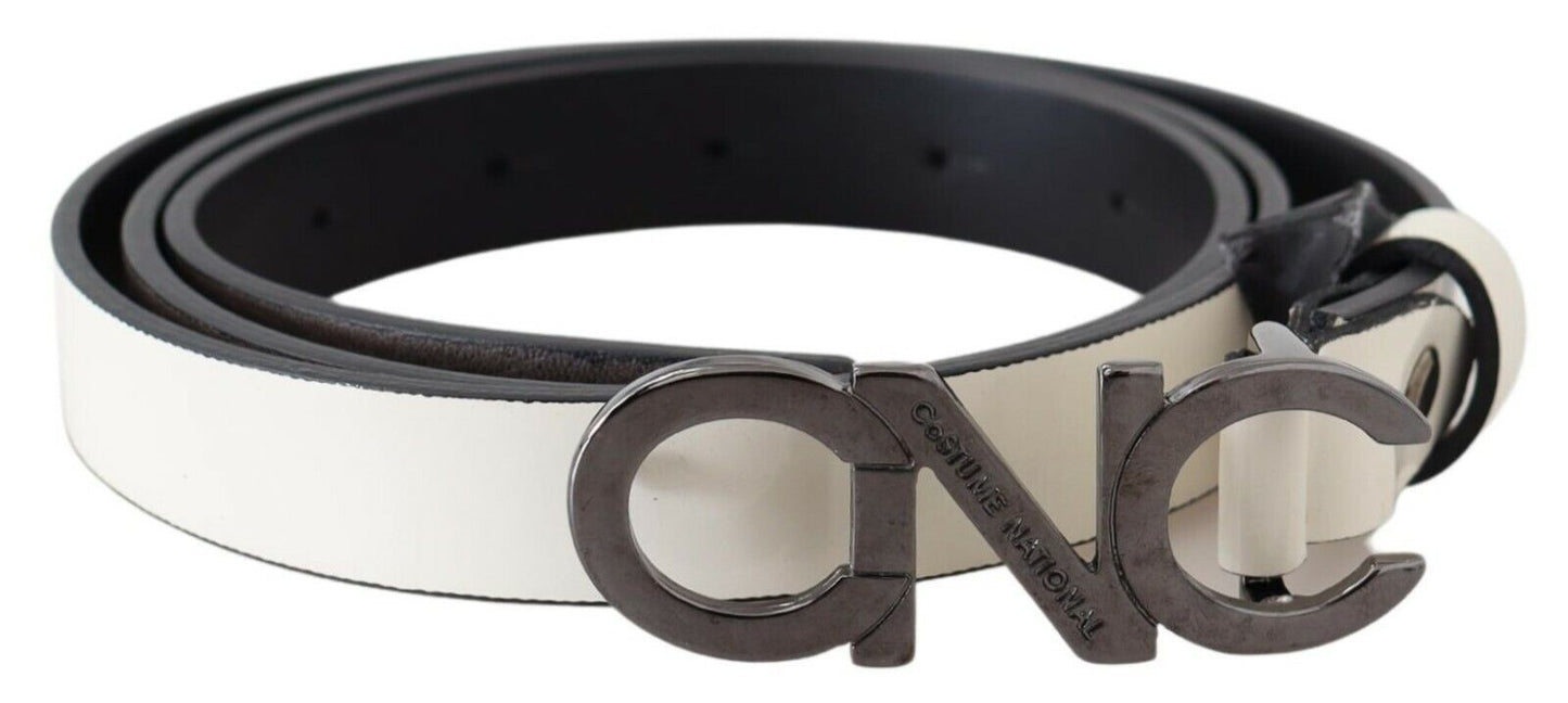  - Metallic Gray Italian Leather Fashion Belt