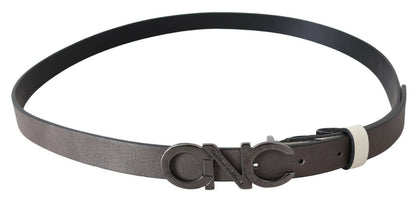  - Metallic Gray Italian Leather Fashion Belt