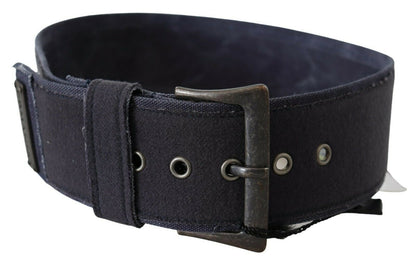  - Elegant Navy Blue Leather Waist Belt