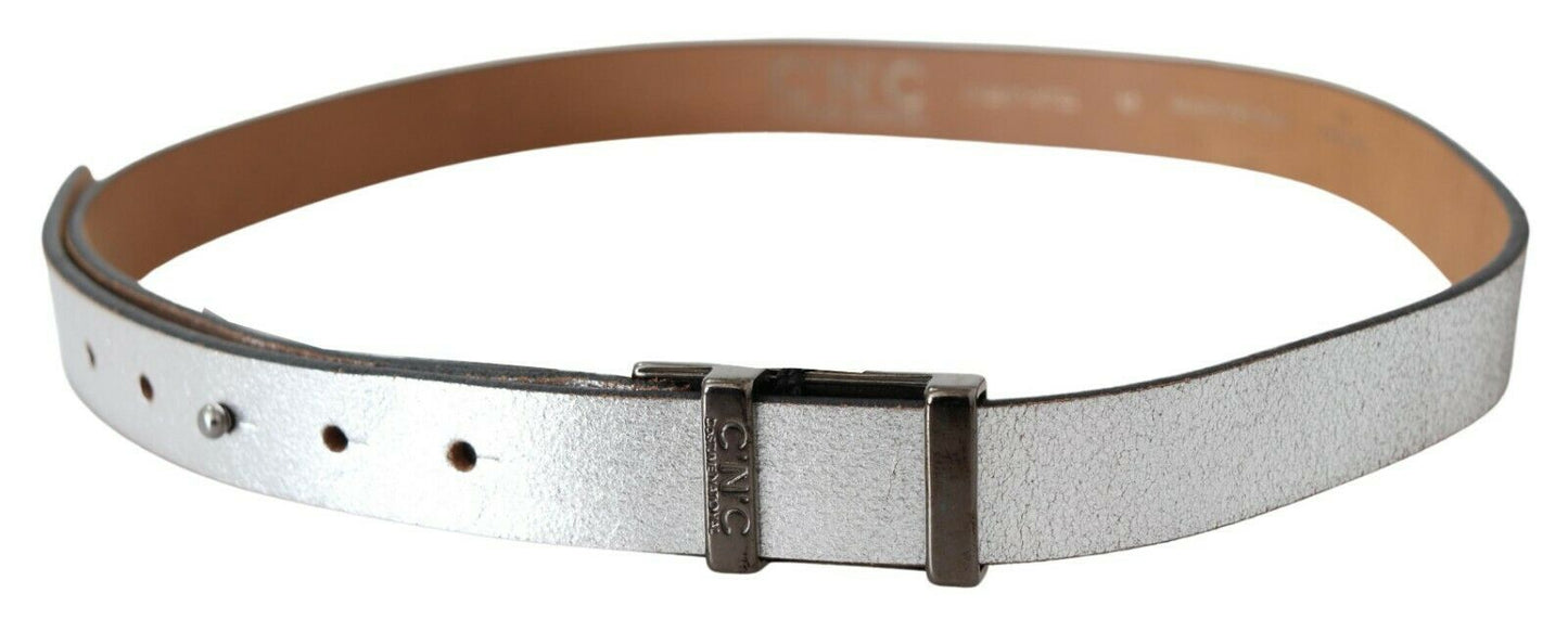  - Elegant Silver Leather Fashion Belt