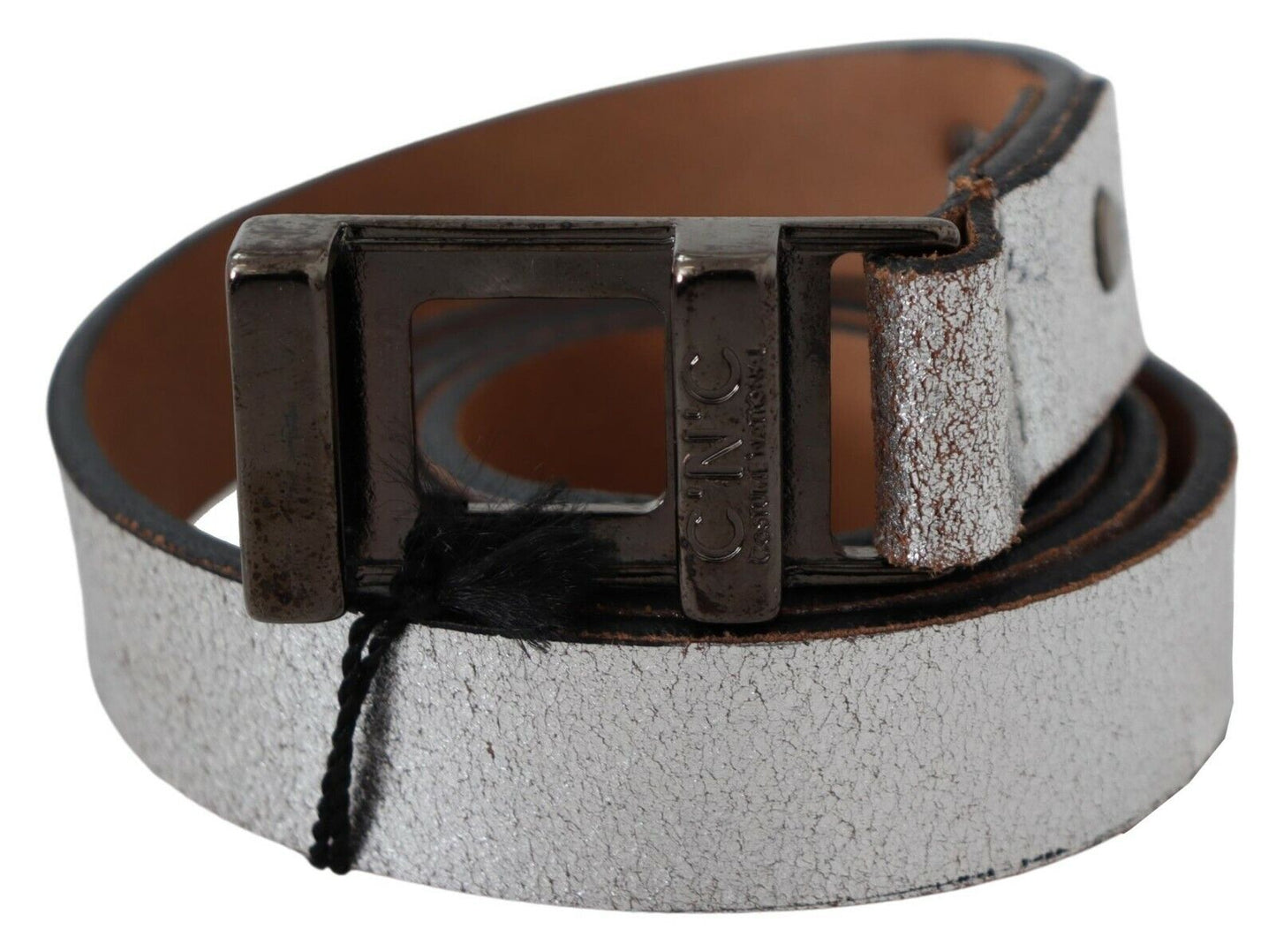  - Elegant Silver Leather Fashion Belt