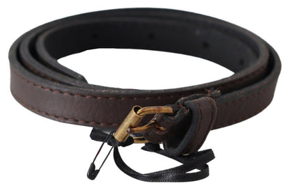  - Elegant Brown Leather Fashion Belt with Gold-Tone Buckle