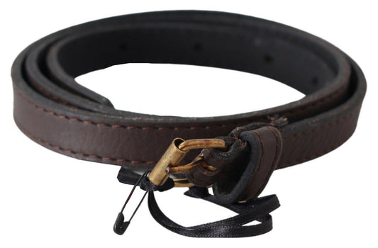  - Elegant Brown Leather Fashion Belt with Gold-Tone Buckle