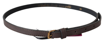 Elegant Brown Leather Fashion Belt with Gold-Tone Buckle - The Luxe Alliance