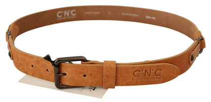  - Elegant Light Brown Fashion Belt with Black-Tone Buckle