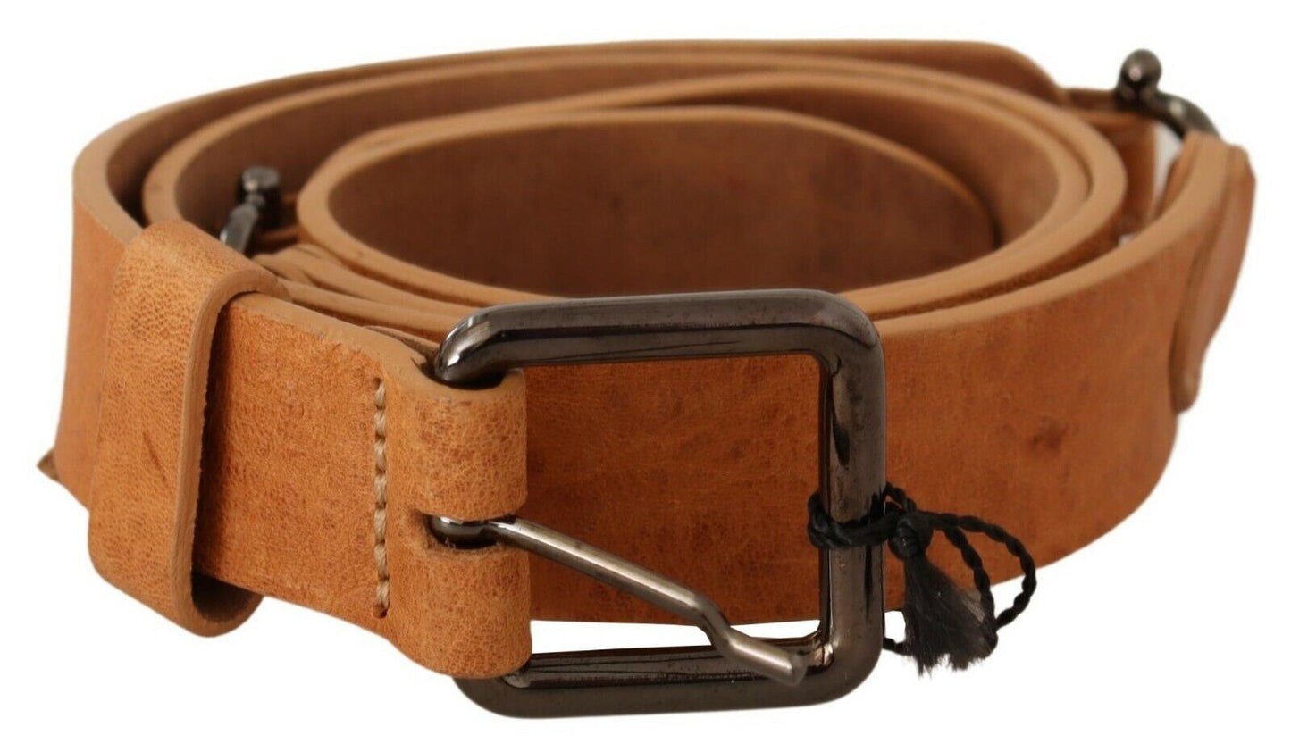  - Elegant Light Brown Fashion Belt with Black-Tone Buckle