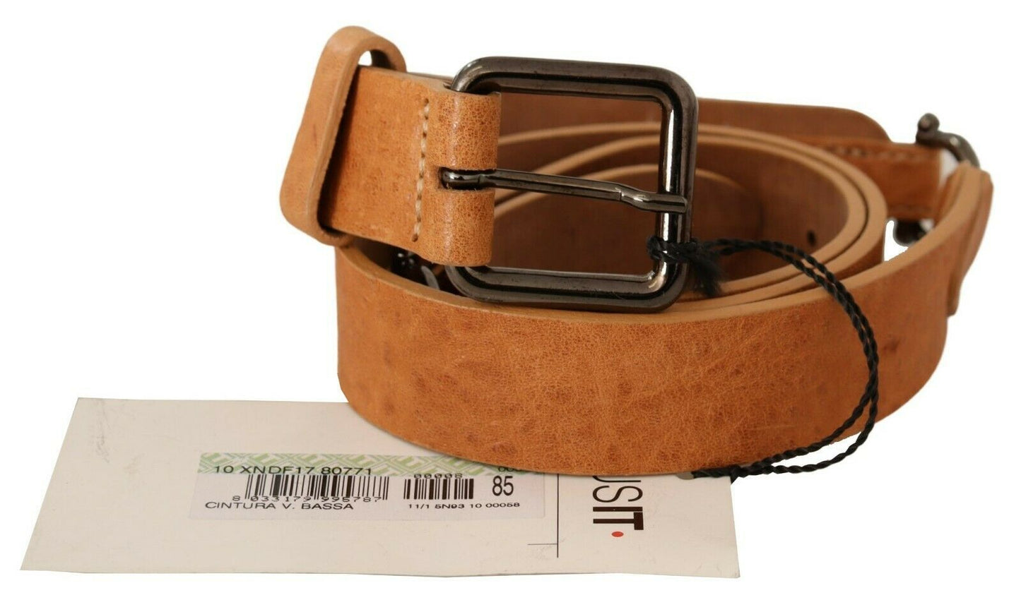  - Elegant Light Brown Fashion Belt with Black-Tone Buckle