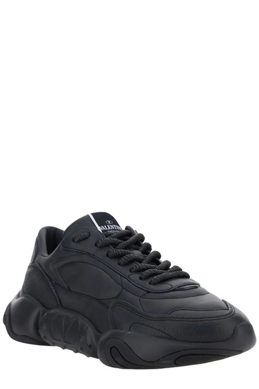 Garavani Black Leather Low-Top Sneakers