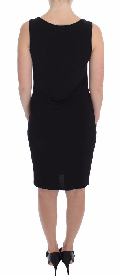  - Elegant Black Sheath Jersey Knee-Length Dress