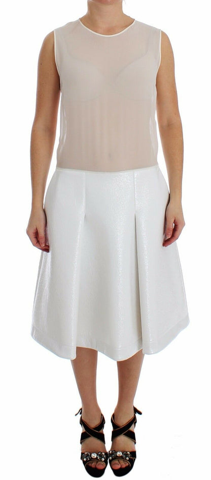  - Elegant White Silk-Wool Blend Tank Dress