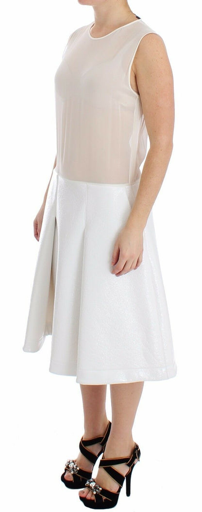  - Elegant White Silk-Wool Blend Tank Dress