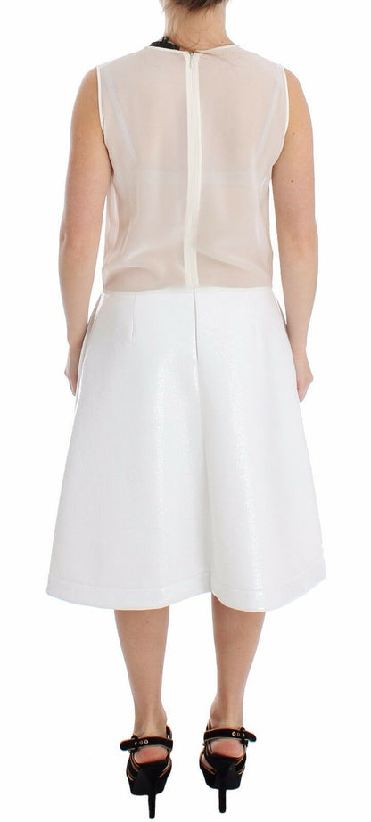  - Elegant White Silk-Wool Blend Tank Dress