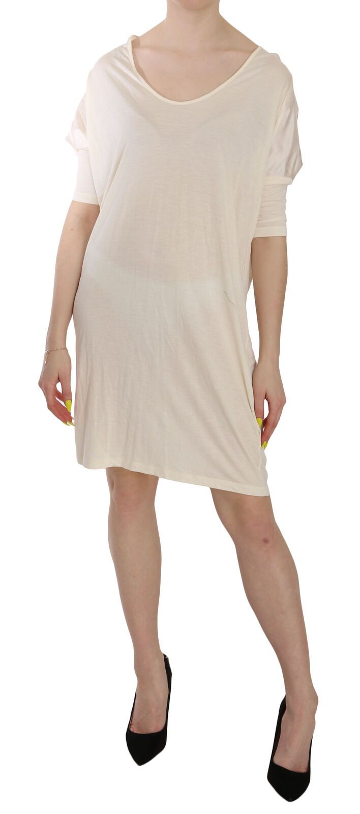  - Chic Cream A-Line Elbow Sleeve Dress