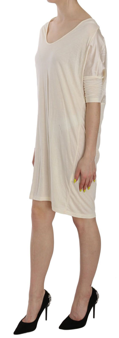  - Chic Cream A-Line Elbow Sleeve Dress