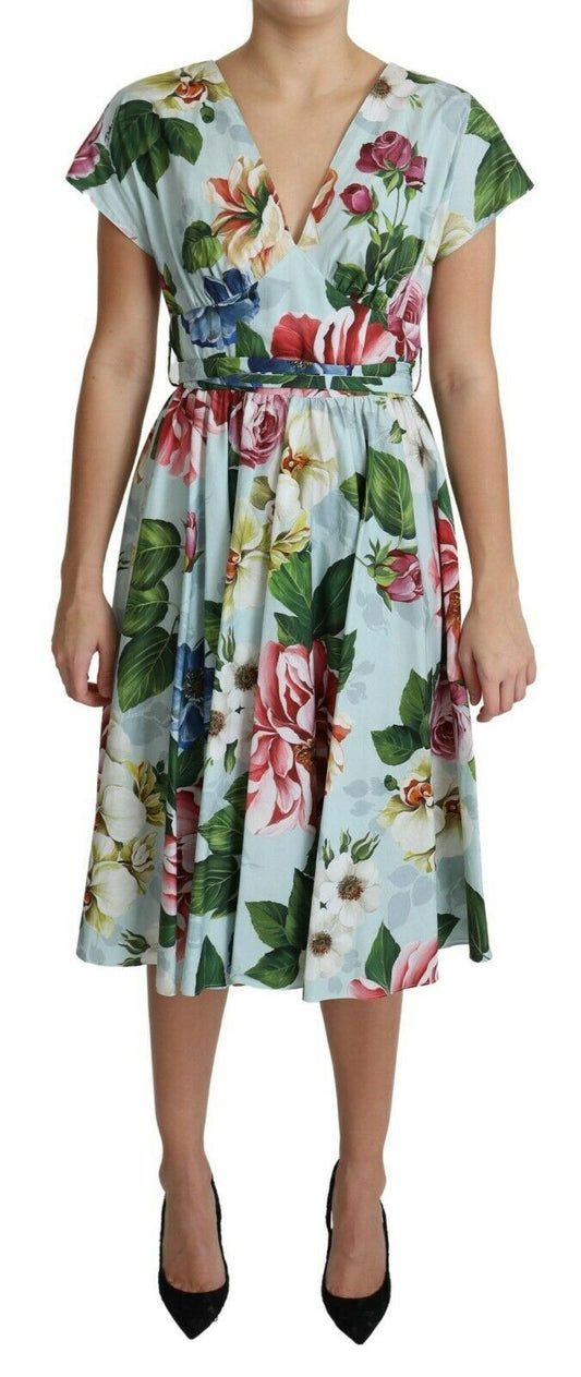  - Floral Elegance V-Neck Cotton Dress