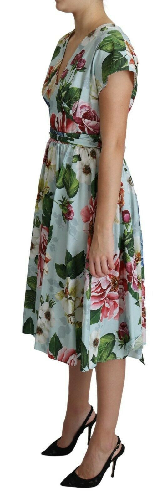  - Floral Elegance V-Neck Cotton Dress