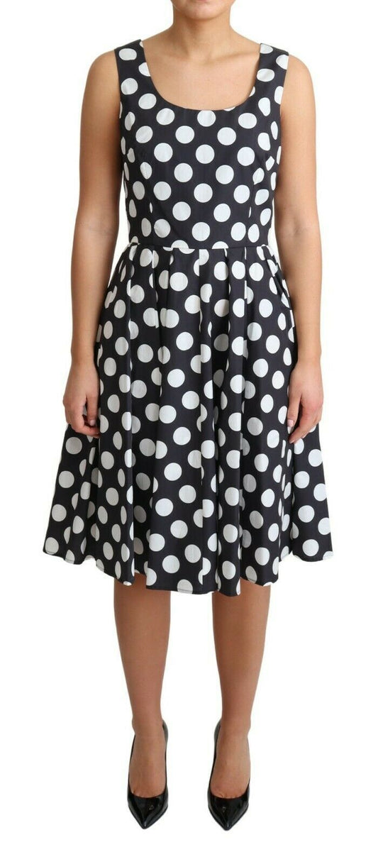  - Polka Dot Sleeveless A-Line Dress