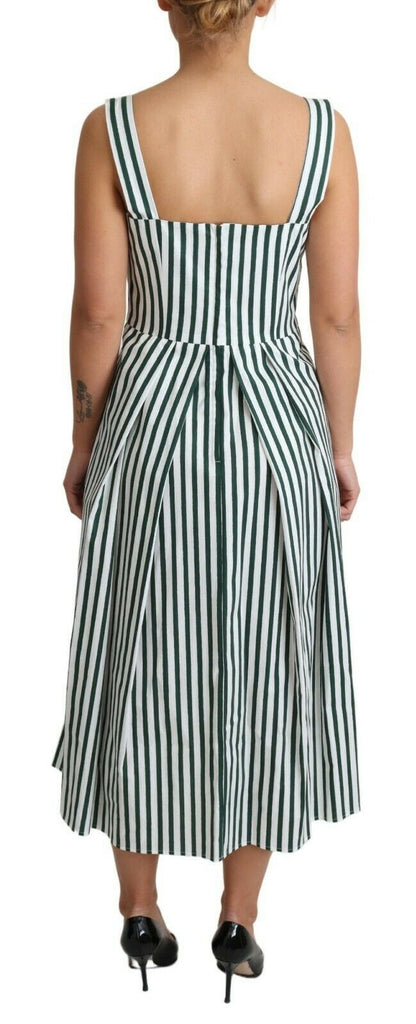  - Chic Sleeveless A-Line Dress in White & Green