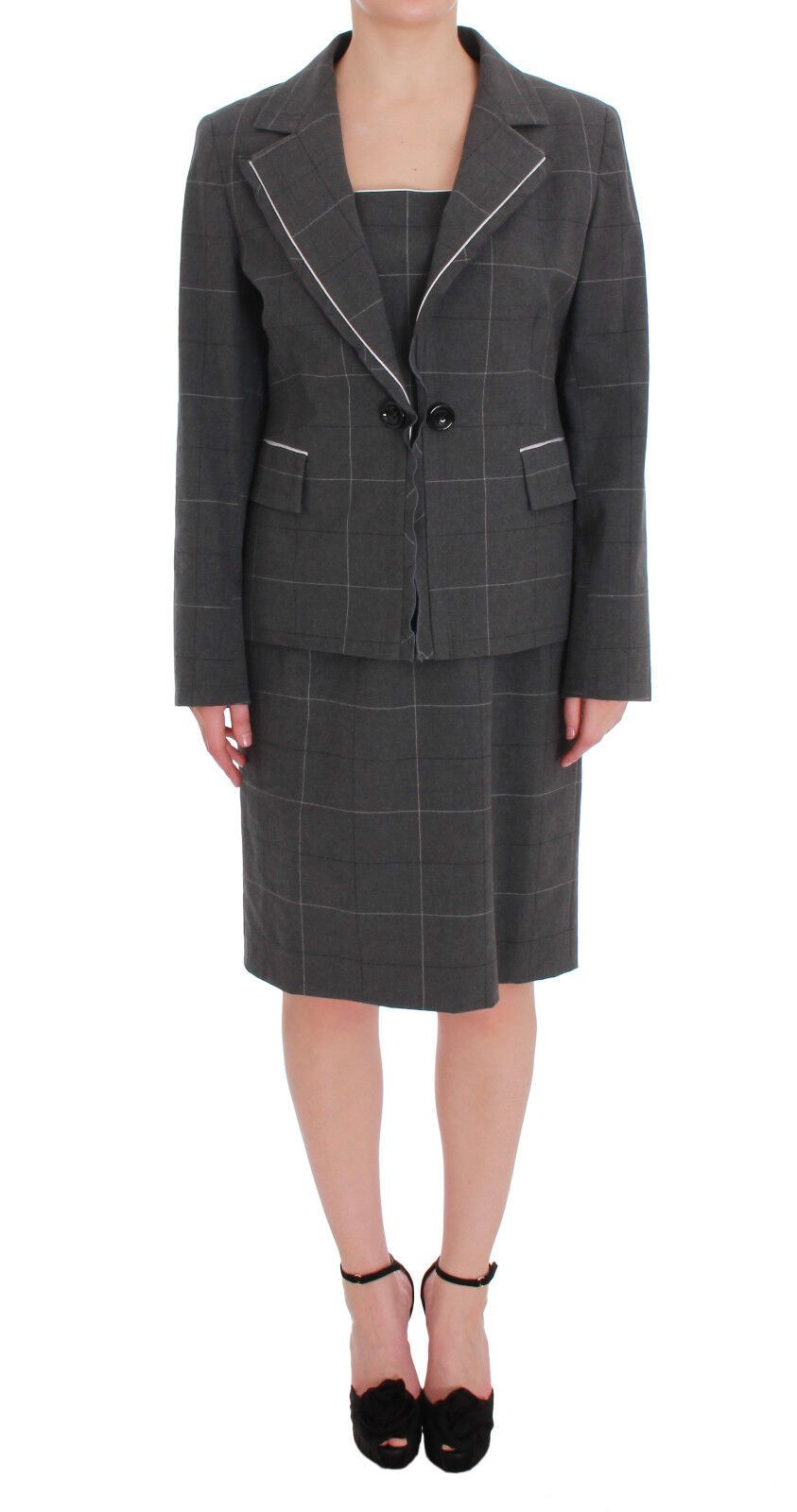  - Elegant Checkered Cotton-Blend Suit Set