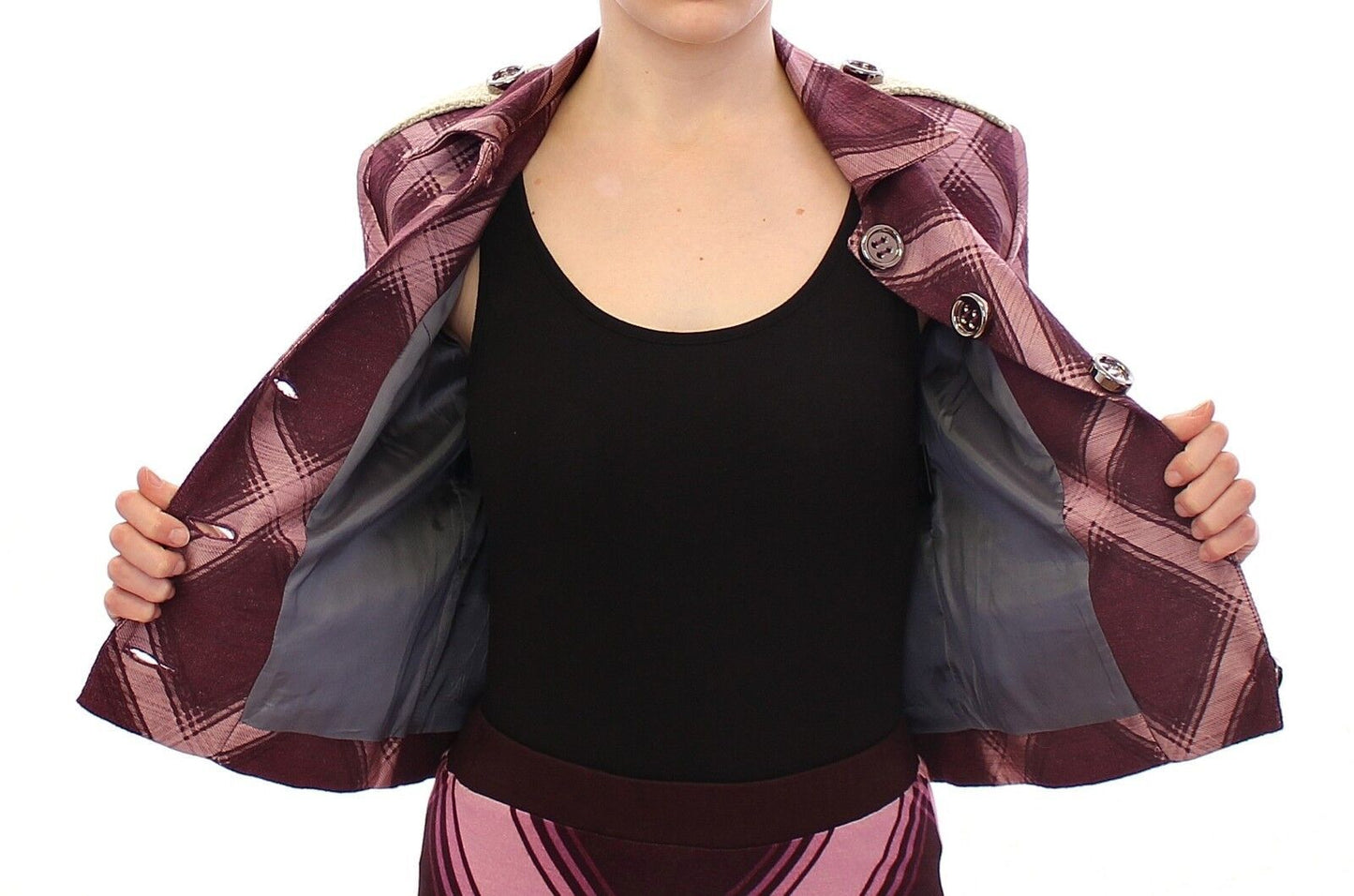  - Elegant Multicolor Check Print Jacket