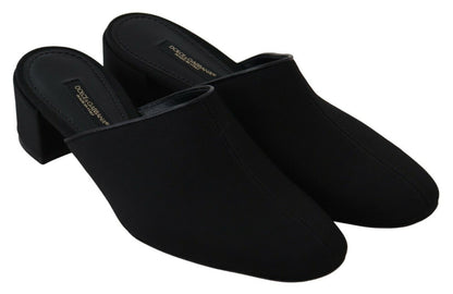  - Chic Black Grosgrain Slide Sandals