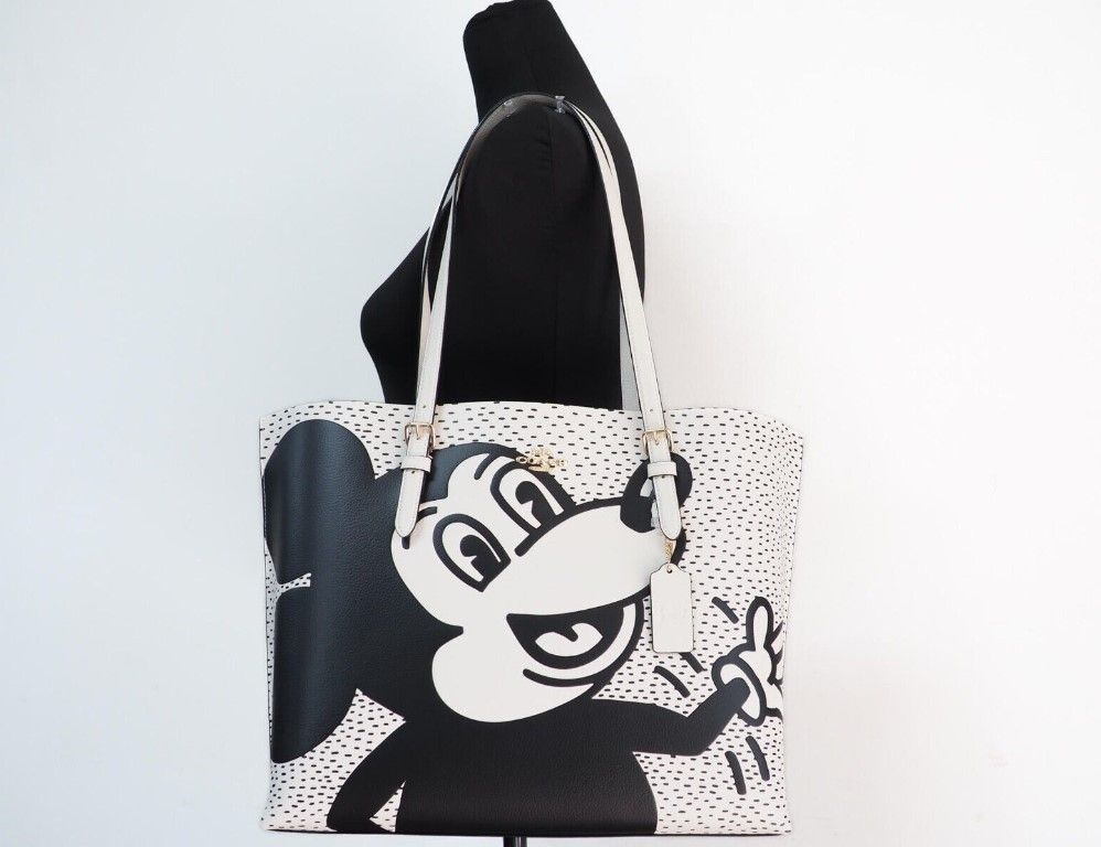  - Mickey Mouse X Keith Haring Mollie Large Leather Shoulder Tote Bag