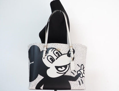  - Mickey Mouse X Keith Haring Mollie Large Leather Shoulder Tote Bag