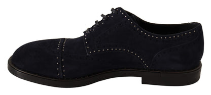  - Elegant Suede Derby Shoes with Silver Studs