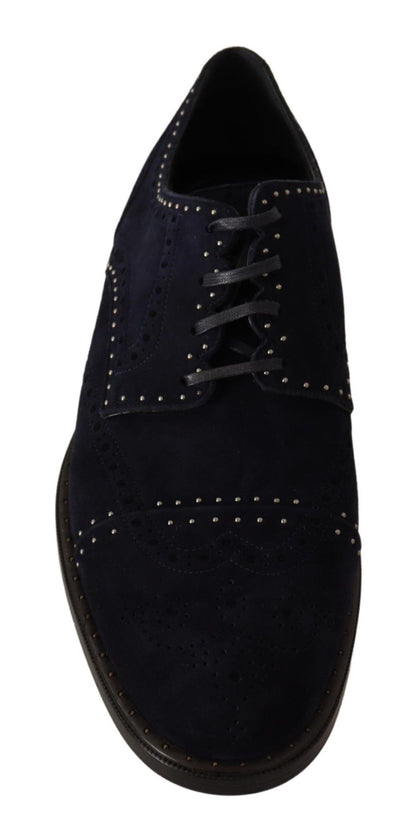  - Elegant Suede Derby Shoes with Silver Studs