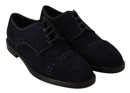  - Elegant Suede Derby Shoes with Silver Studs