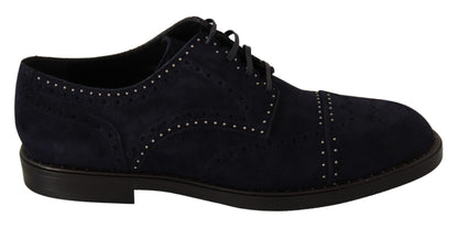  - Elegant Suede Derby Shoes with Silver Studs