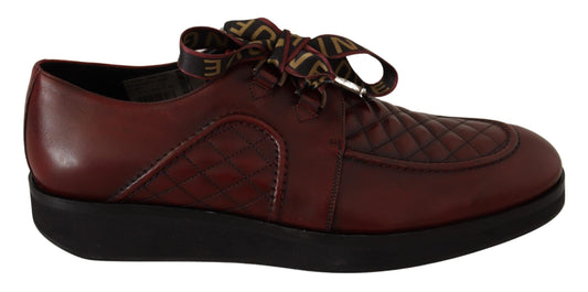  - Elegant Bordeaux Derby Leather Shoes