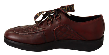  - Elegant Bordeaux Derby Leather Shoes