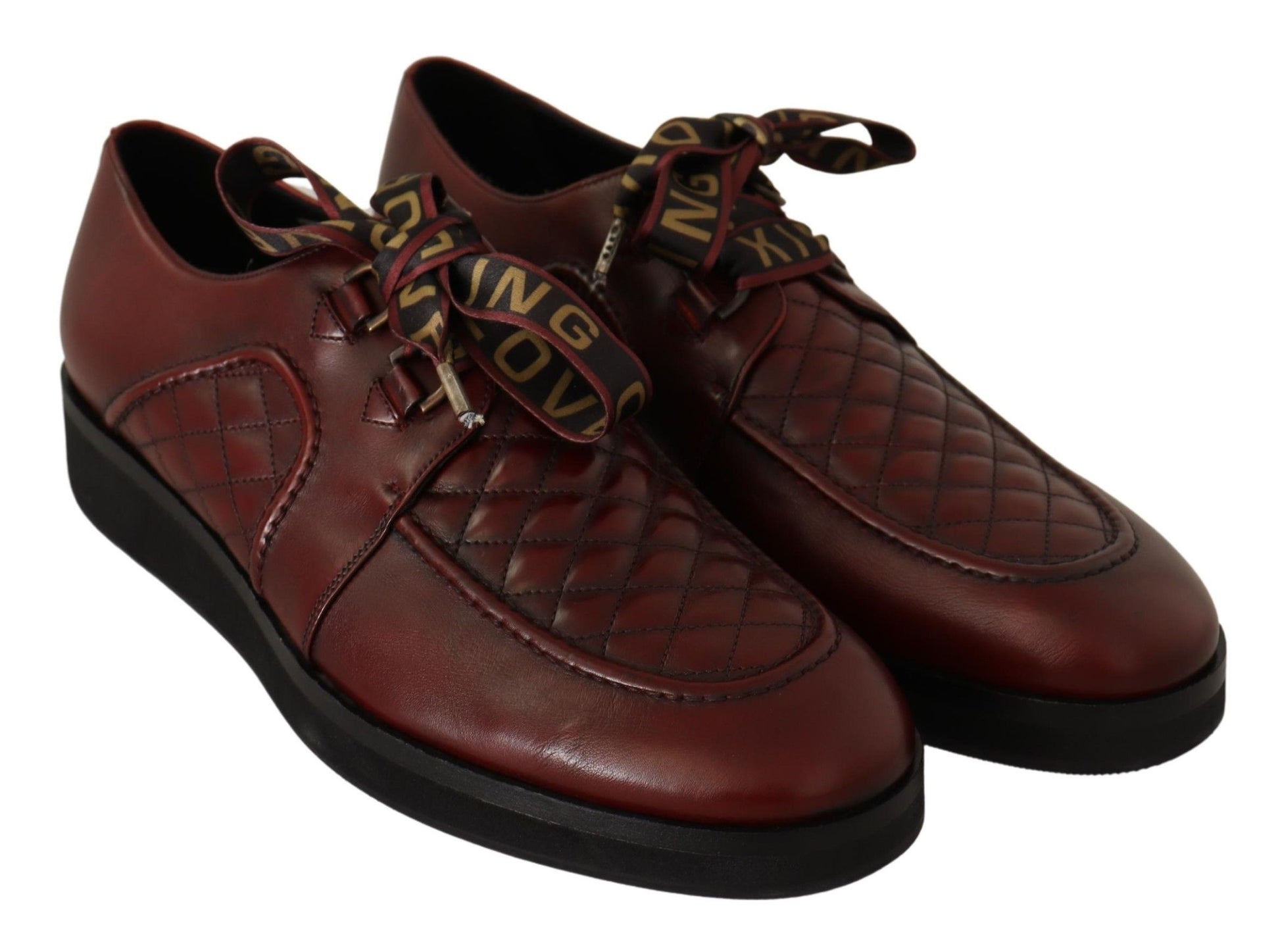 Elegant Bordeaux Derby Leather Shoes