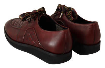  - Elegant Bordeaux Derby Leather Shoes