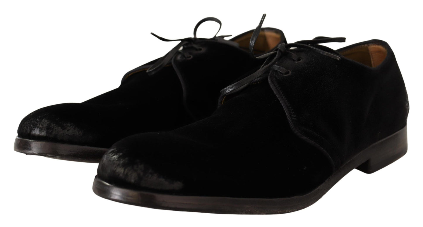  - Elegant Black Velvet Derby Shoes