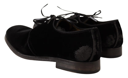  - Elegant Black Velvet Derby Shoes