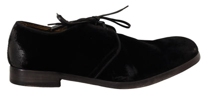  - Elegant Black Velvet Derby Shoes