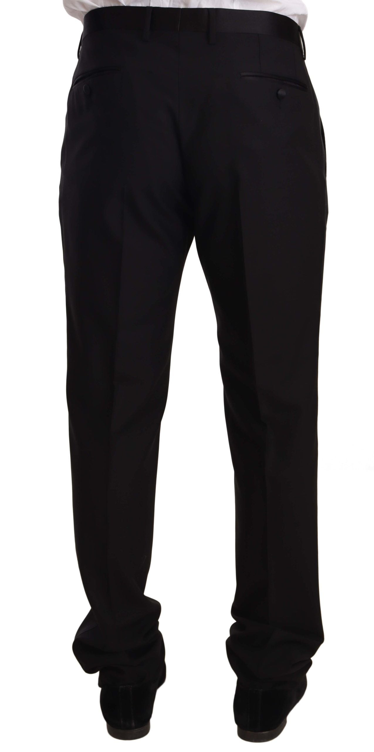  - Elegant Black Skinny Tuxedo Trousers