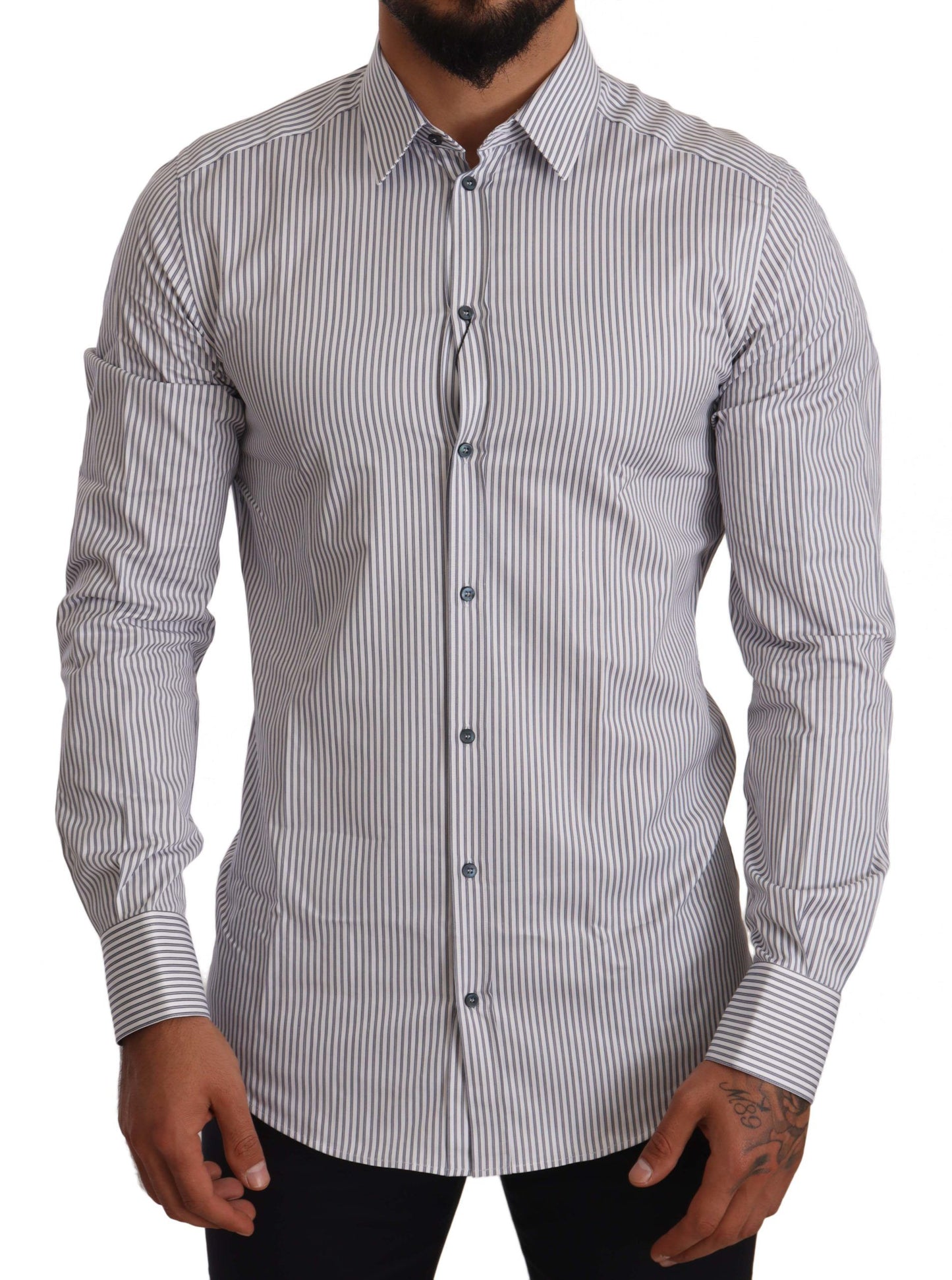  - Elegant Slim Fit Striped Cotton Shirt