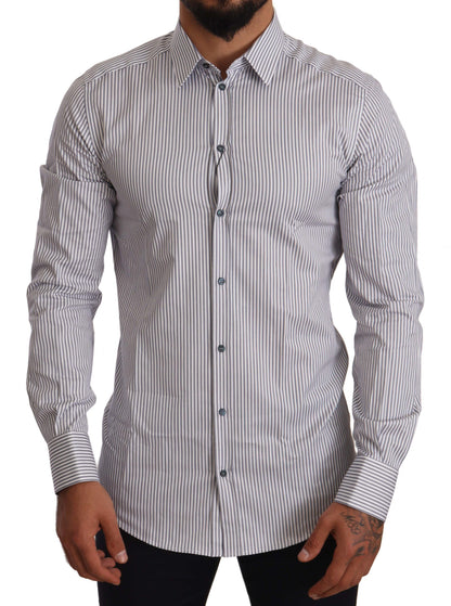  - Elegant Slim Fit Striped Cotton Shirt